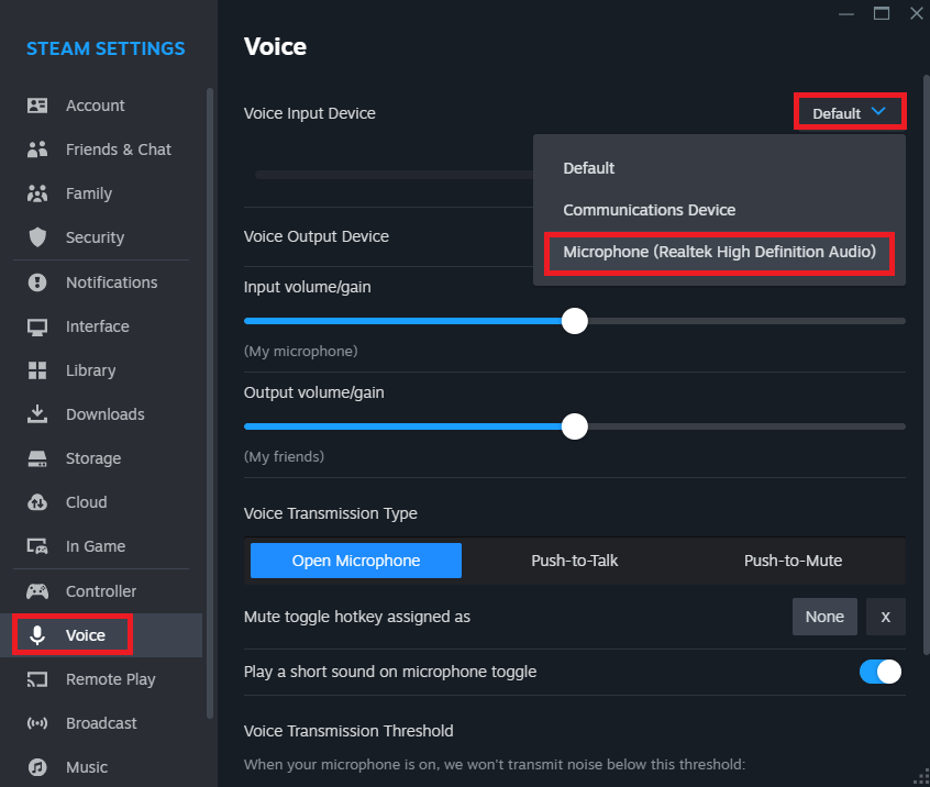 Changing Voice Input Device