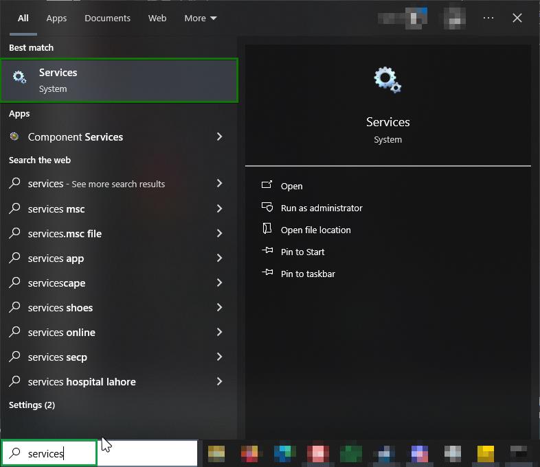 Search and open Services