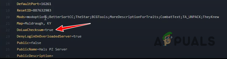 Setting DoLuaCheckSum to false in Project.ini File