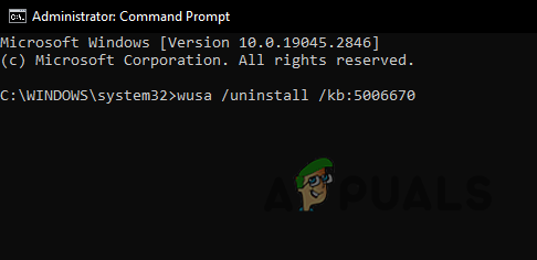 Uninstalling erroneous Windows Update