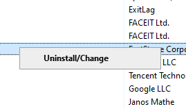 Uninstalling the game
