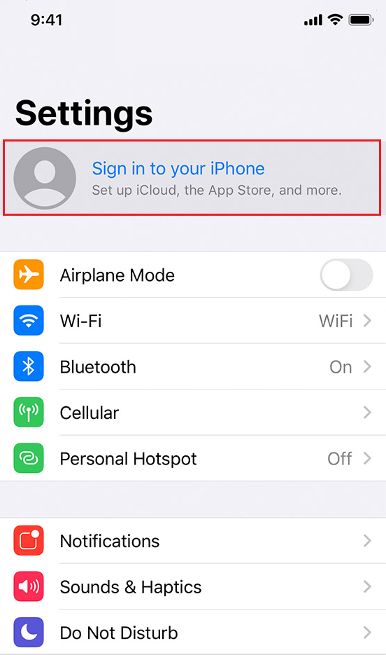 Sign in to your iPhone