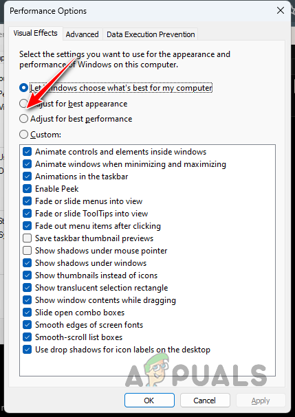 Adjusting Visual Effects for Best Performance