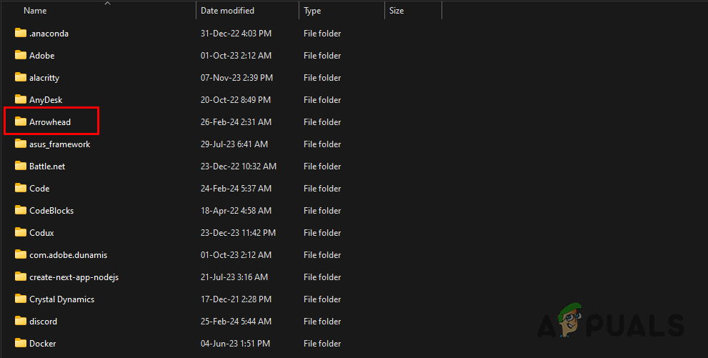 Deleting Arrowhead Folder