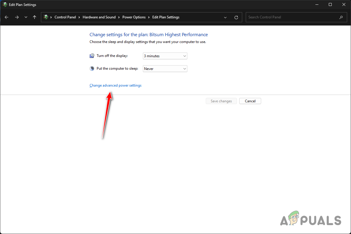 Navigating to Advanced Power Settings