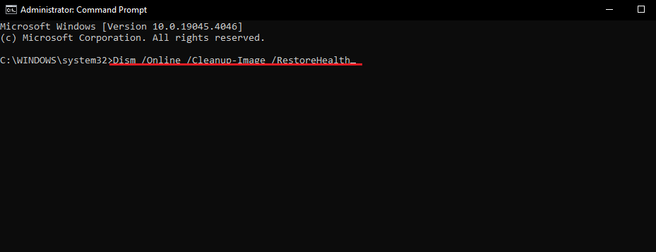 DISM RestoreHealth command in Command Prompt