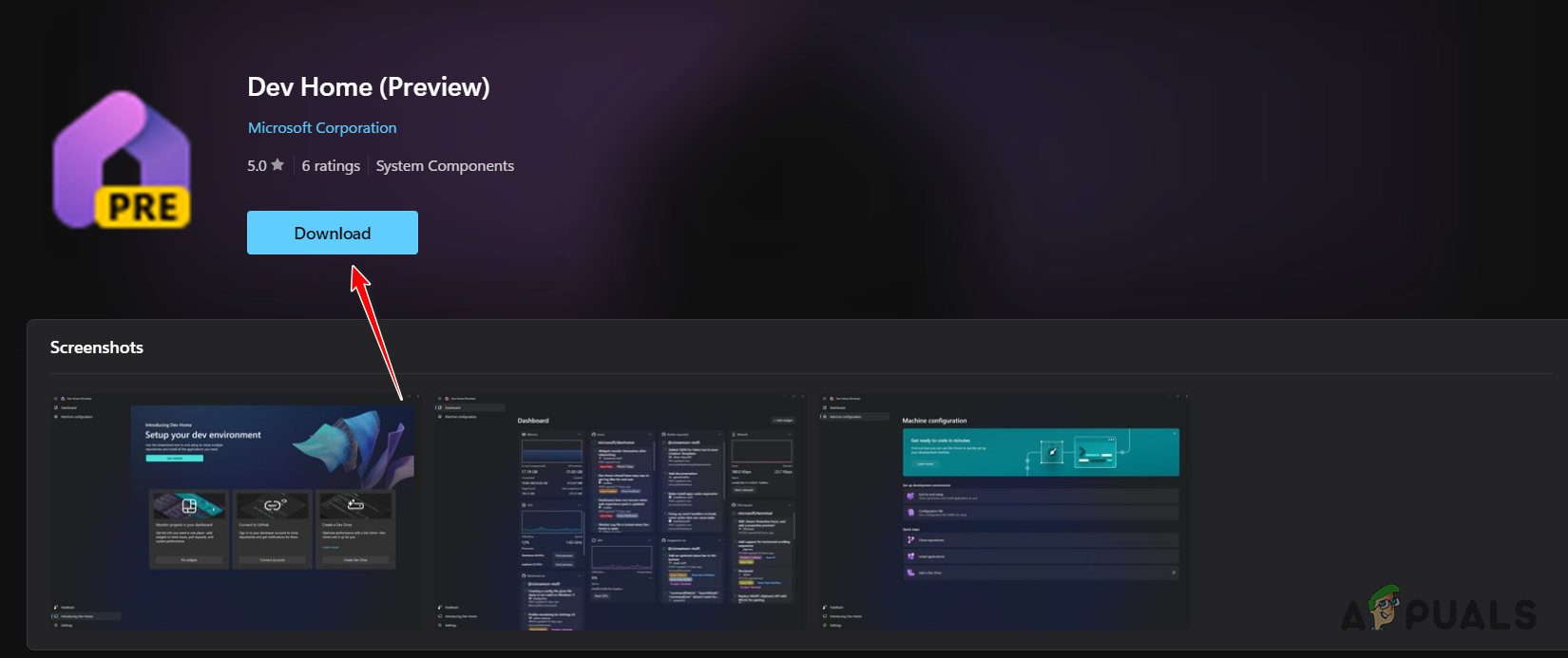 Downloading Dev Home from Microsoft Store