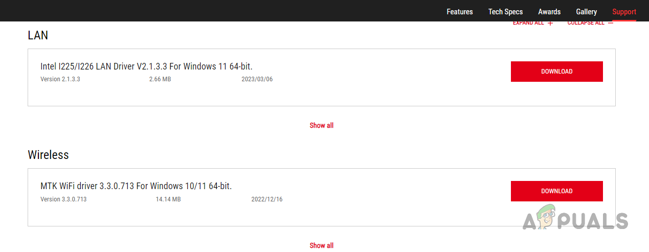 Downloading Network Drivers