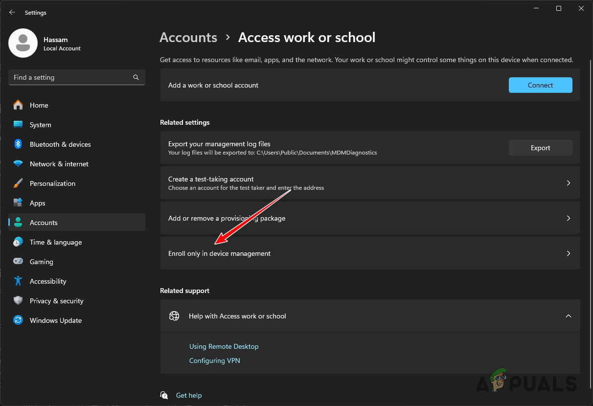 Choosing to Enroll Only in Device Management