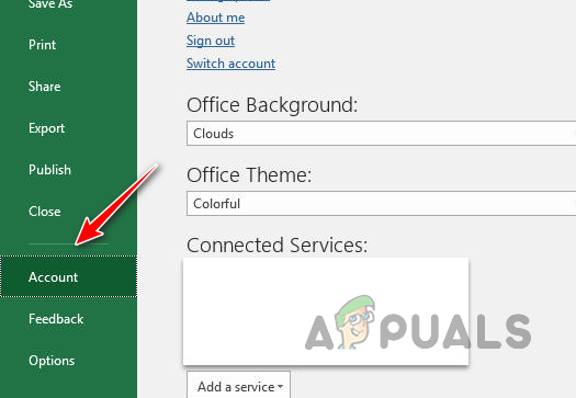 Navigating to Account tab
