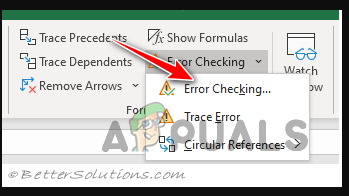 Navigating to Error Checking