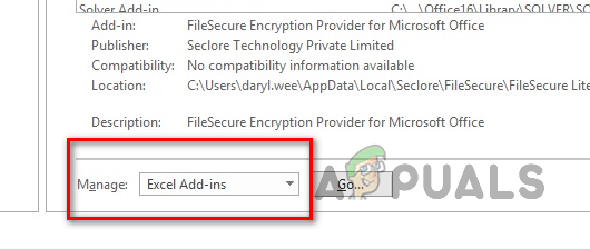Navigating to Manage Add-ins