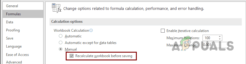 Turning off Workbook Recalculation