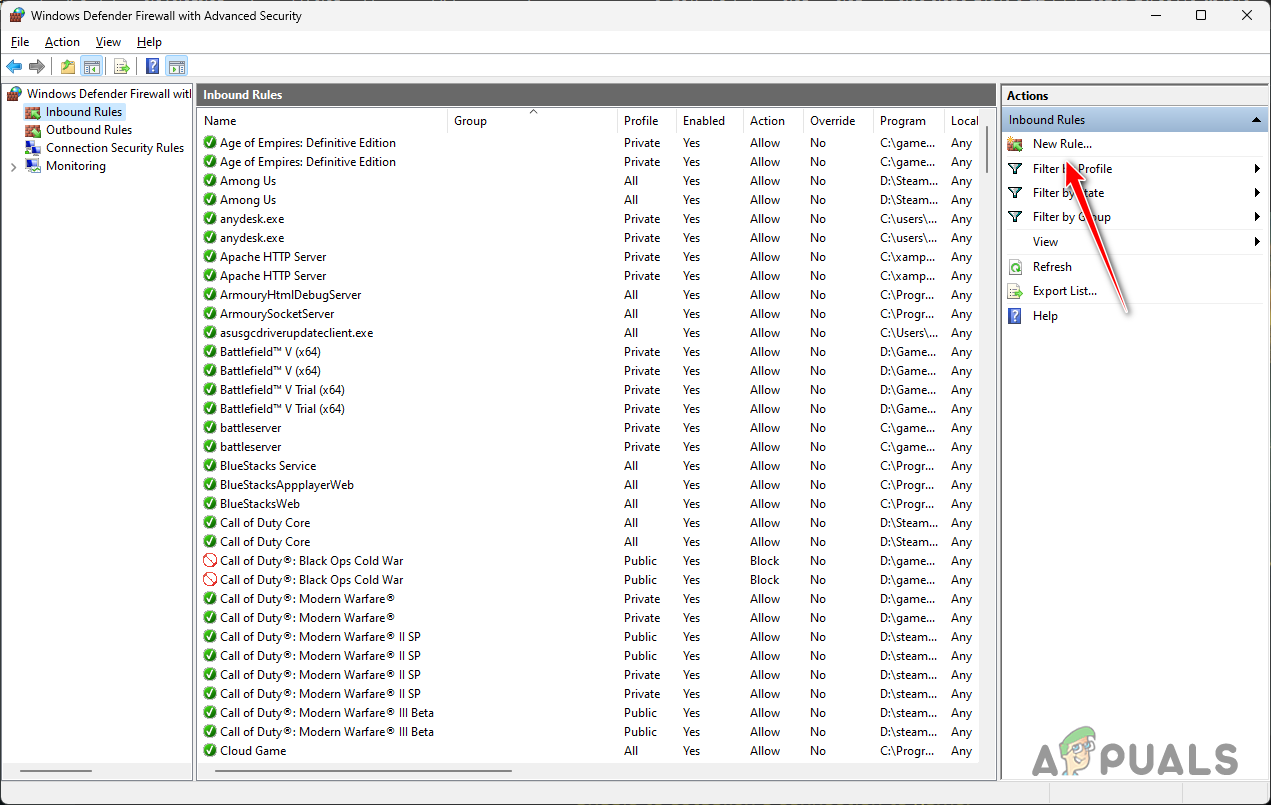 Adding New Rule to Windows Firewall