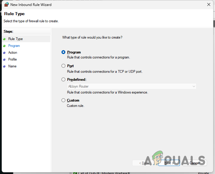 Firewall Rule Type Menu
