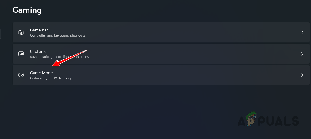 Navigating to Game Mode