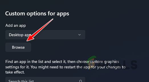 Adding an App to Graphics Settings
