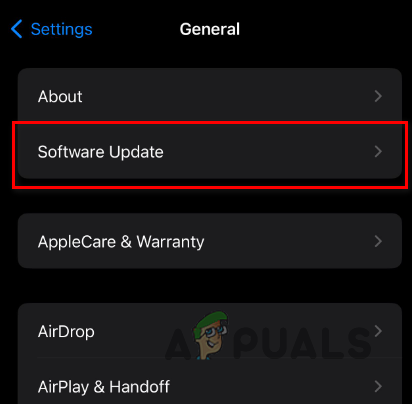 Navigating to Software Update
