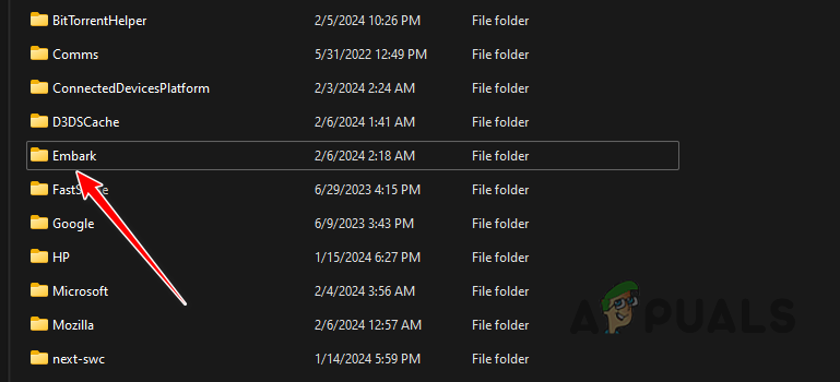 Navigating to Embark Folder
