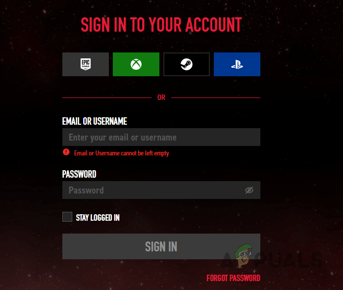 Logging in to Starbreeze Nebula