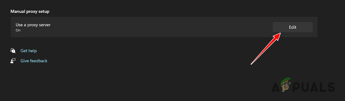 Editing Manual Proxy Settings