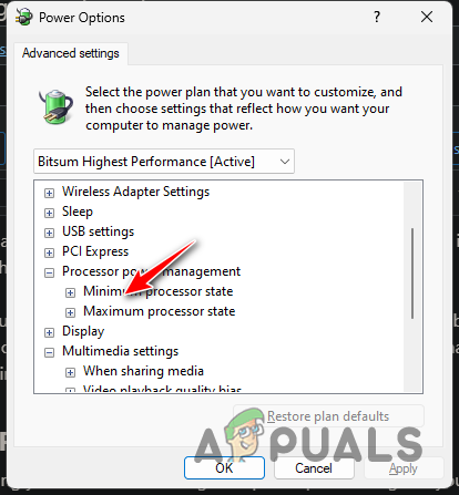 Expanding Maximum Processor State Power Option