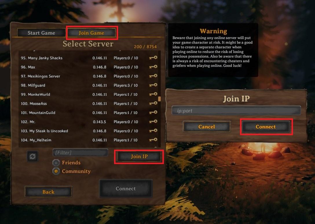 Direct IP connection in Valheim