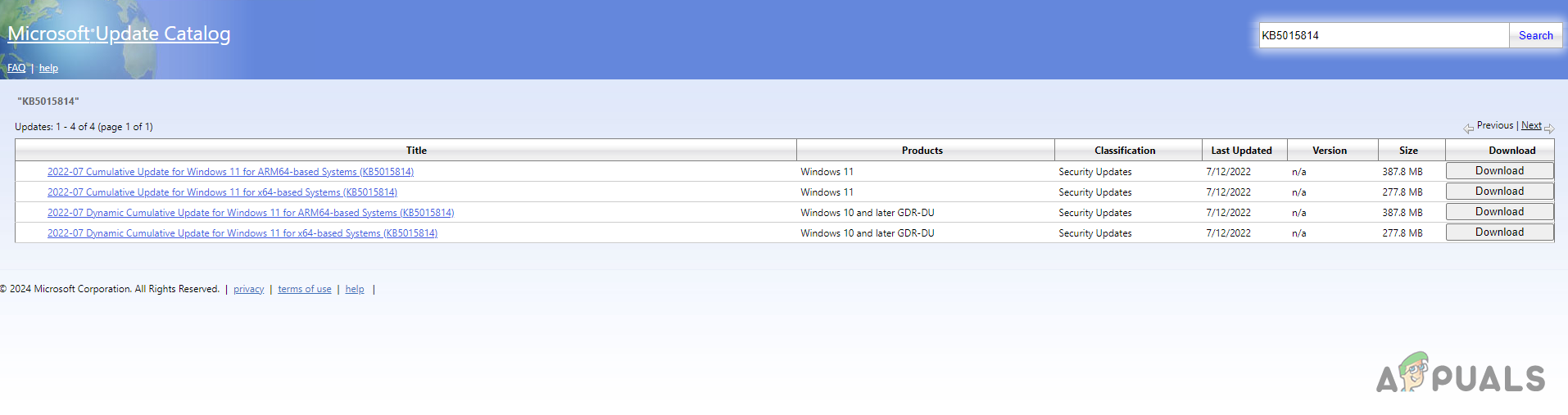 Downloading Update from Microsoft Update Catalog