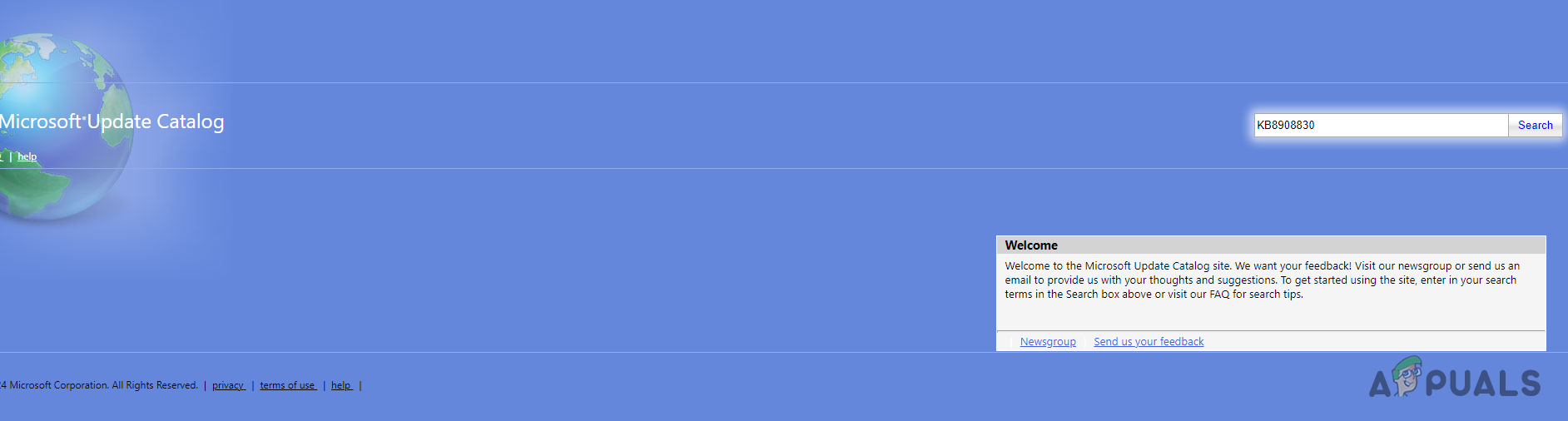 Searching for Update in Microsoft Update Catalog