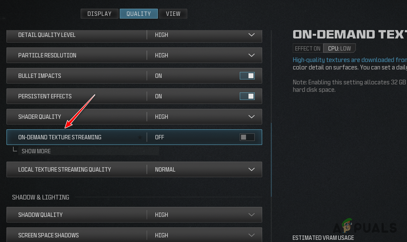 Turning off On-demand Texture Streaming