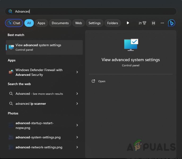 Opening Advanced System Settings