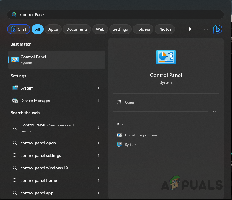 Opening Control Panel