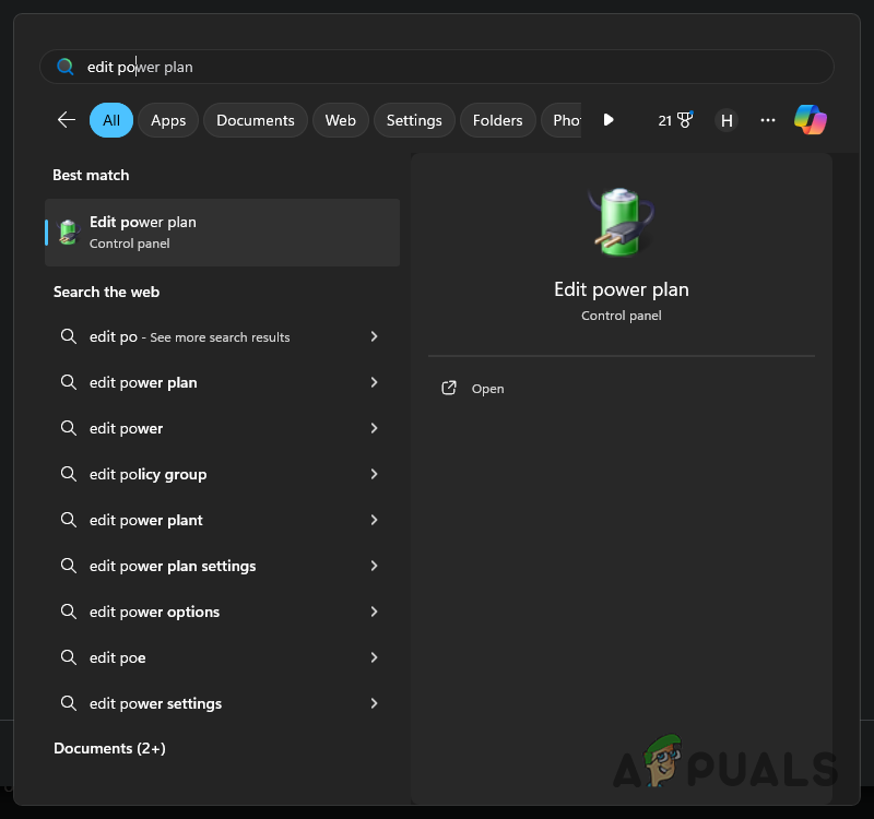 Opening Power Plan Settings