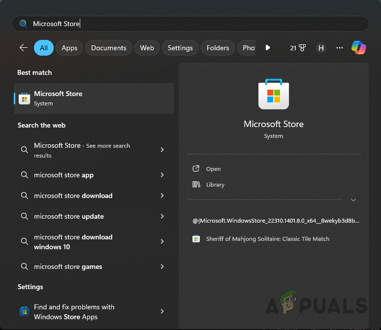 Opening Microsoft Store