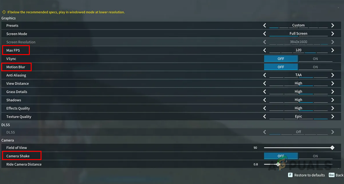 Adjusting Palworld Graphics Settings