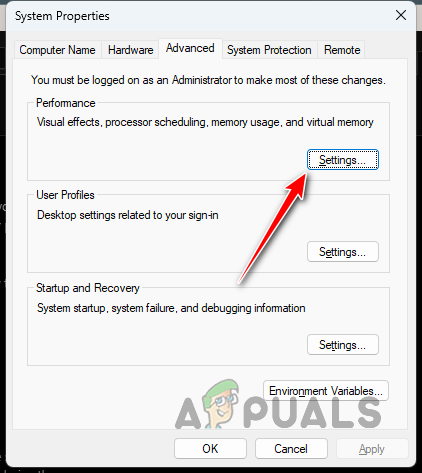 Navigating to Performance Settings