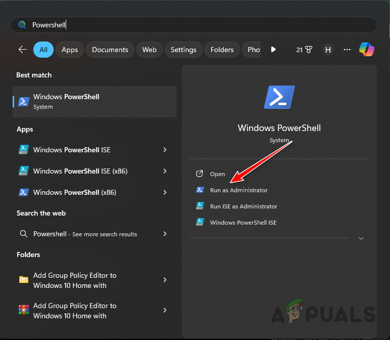 Opening PowerShell as Admin