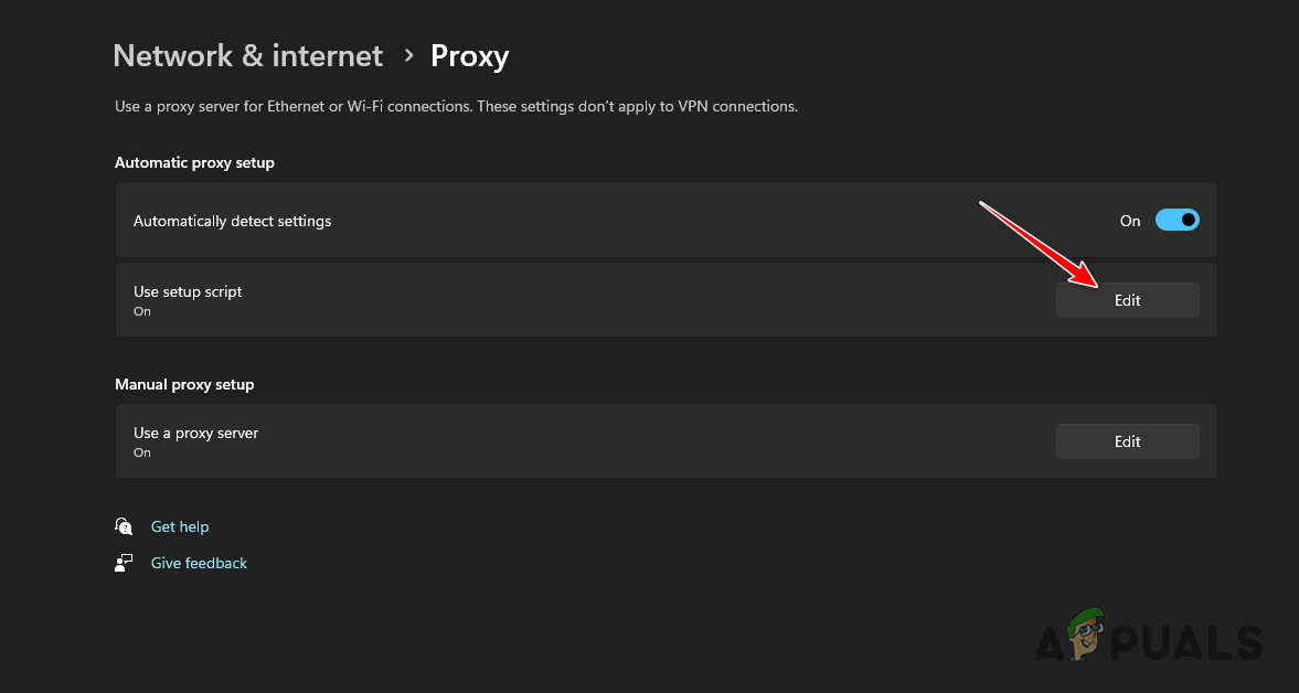 Editing Proxy Script Settings