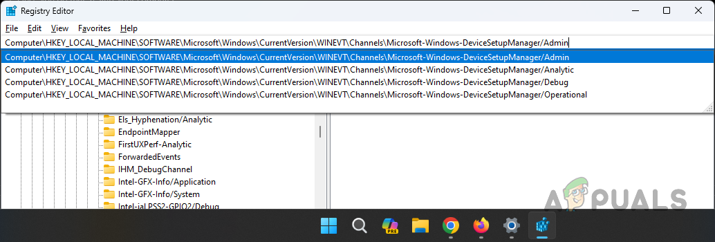 Navigating to Device Setup Manager in Registry