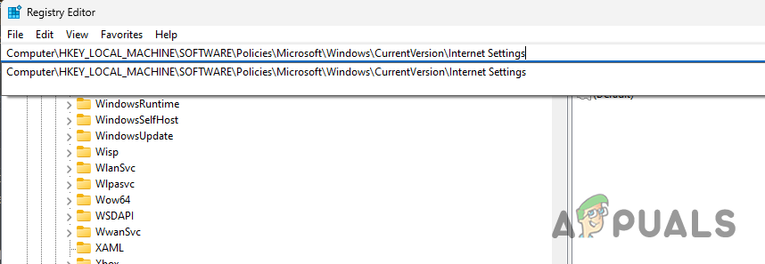 Navigating to Internet Settings Path