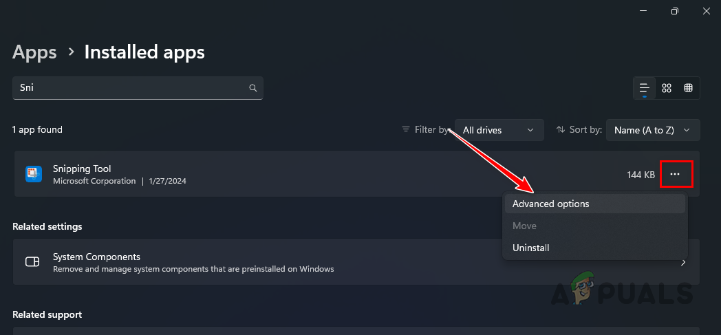 Navigating to Advanced Options Menu