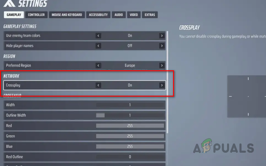 Turning off Crossplay