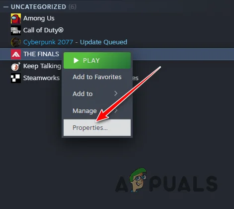 Opening THE FINALS Properties