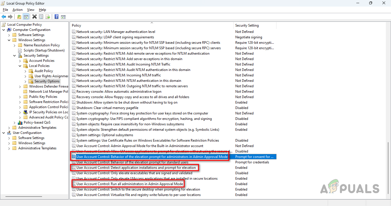 User Account Control Policies