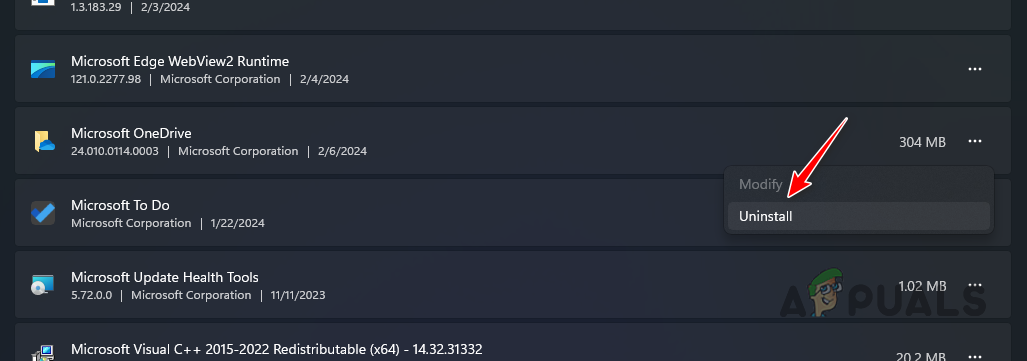 Uninstalling OneDrive