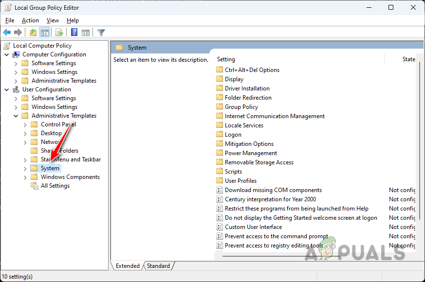 Navigating to System Policies