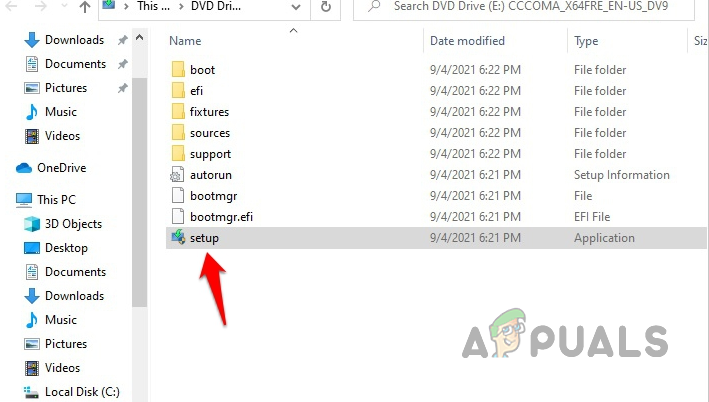 Running Windows Setup