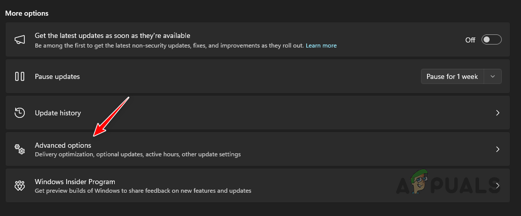 Navigating to Advanced Options