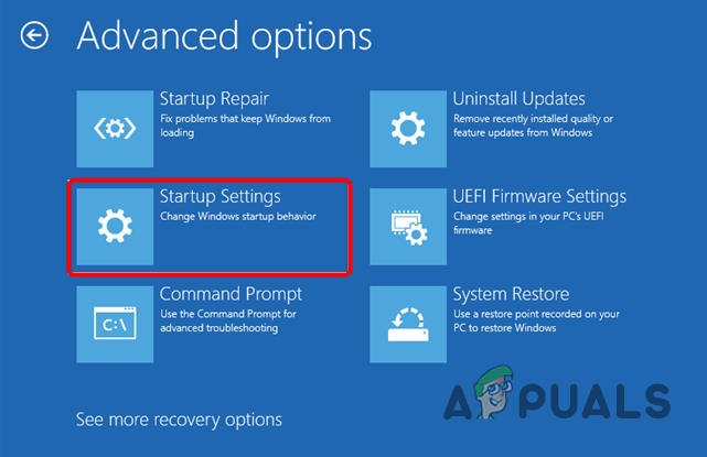 Navigating to Startup Settings