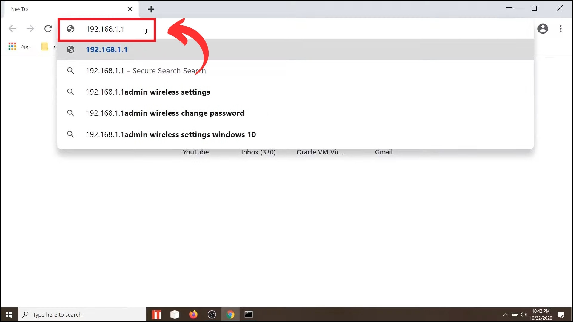 Go to your router's IP address